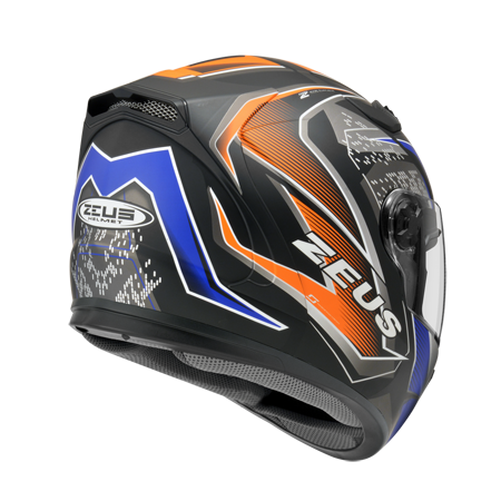 ZEUS ZS-813 AN20 消光黑/橘藍 彩繪 全罩帽款 內墨片