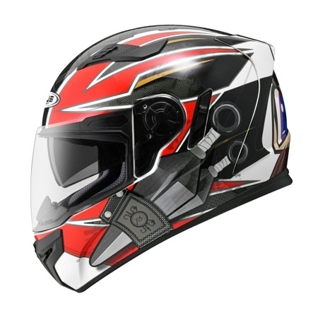 ZEUS ZS-813 AN35 白/紅 彩繪 全罩帽款 內墨片
