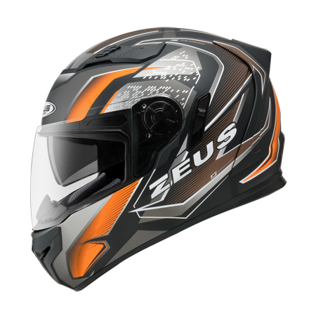 ZEUS ZS-813 AN20 消光黑/黑橘 彩繪 全罩帽款 內墨片