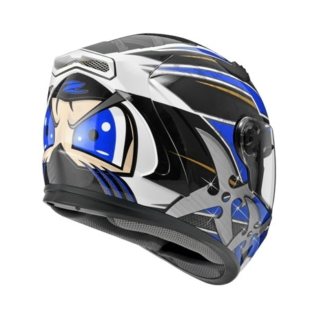 ZEUS ZS-813 AN35 白/藍 彩繪 全罩帽款 內墨片