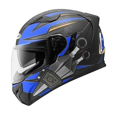 ZEUS ZS-813 AN35 消光黑/藍 彩繪 全罩帽款 內墨片