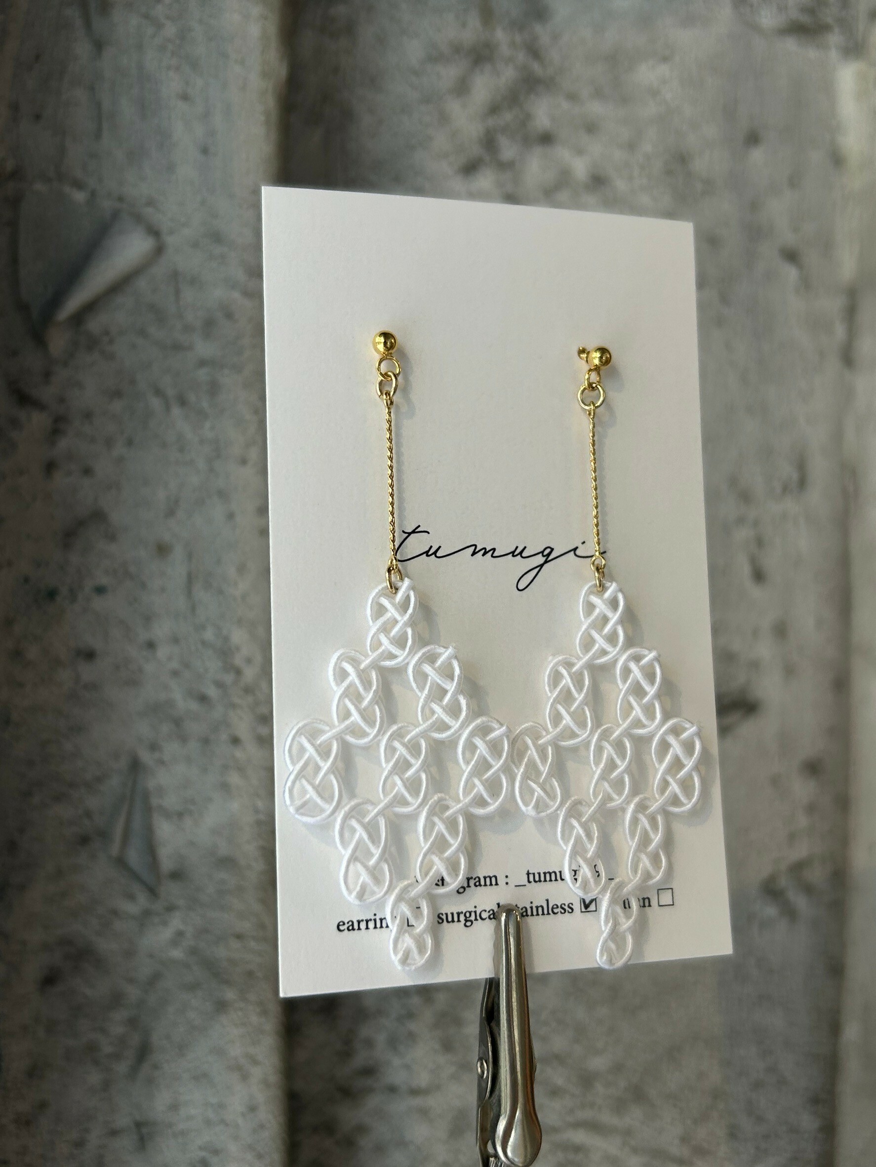 [TUMUGI] 水引蕾絲耳環