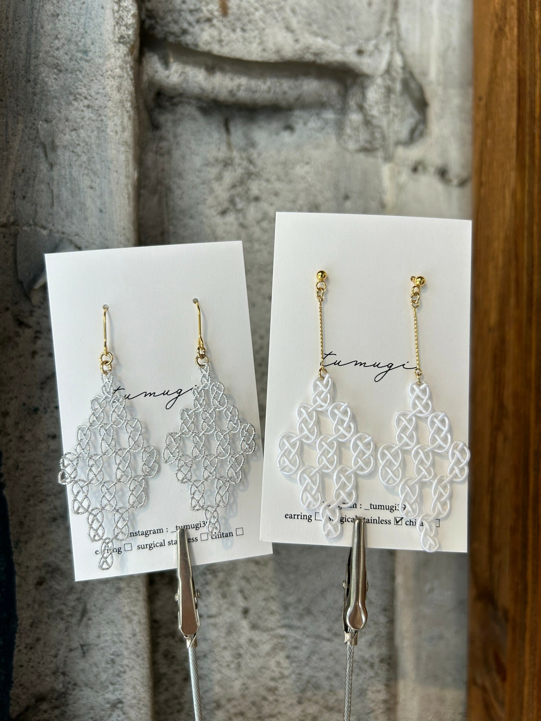 [TUMUGI] 水引蕾絲耳環