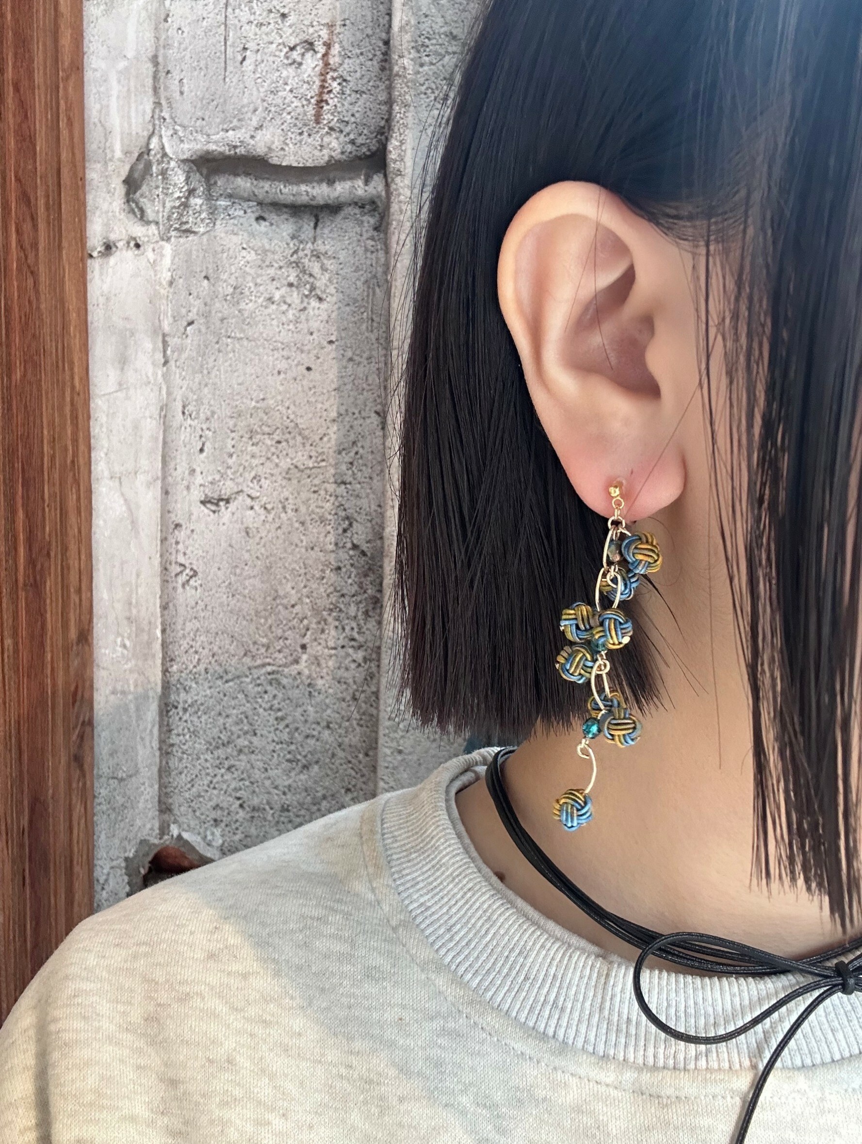 [TUMUGI] 水引果粒耳環 | 鬱金色 | 耳夾 | NO.37