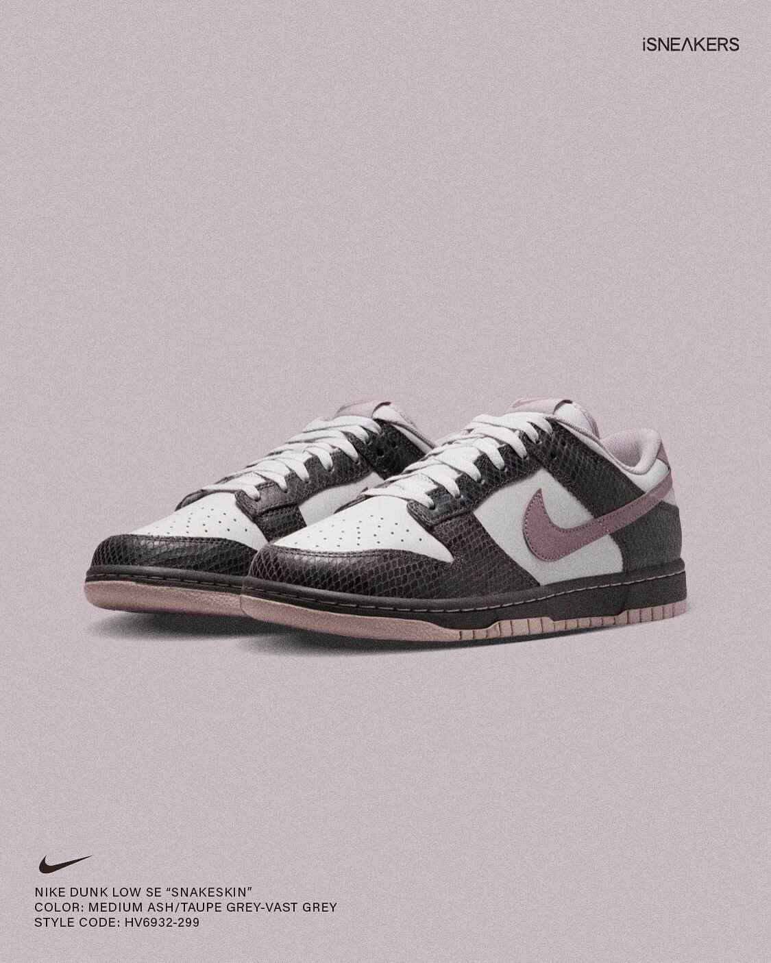 iSNEAKERS｜Nike Dunk Low SE "Snakeskin" 紫蟒 HV6932-299