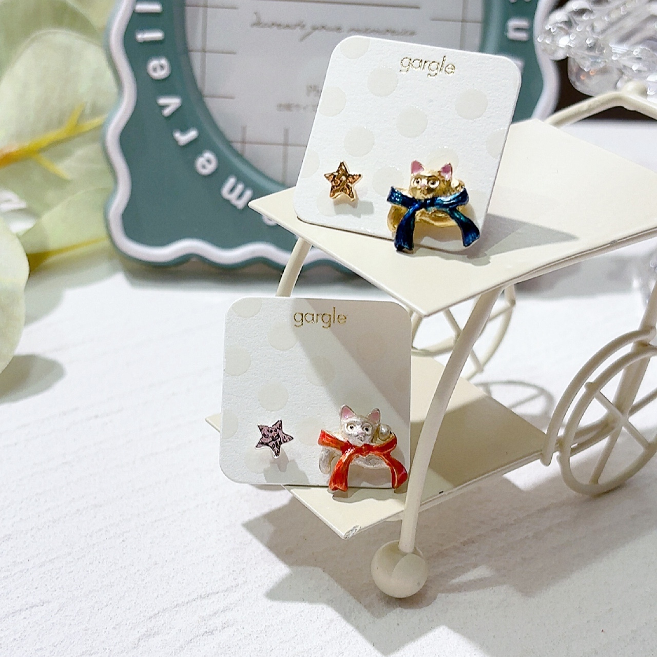 貓咪蝴蝶結耳環