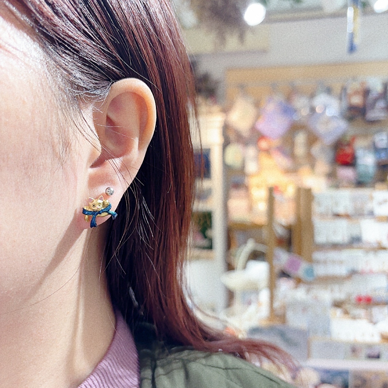 貓咪蝴蝶結耳環