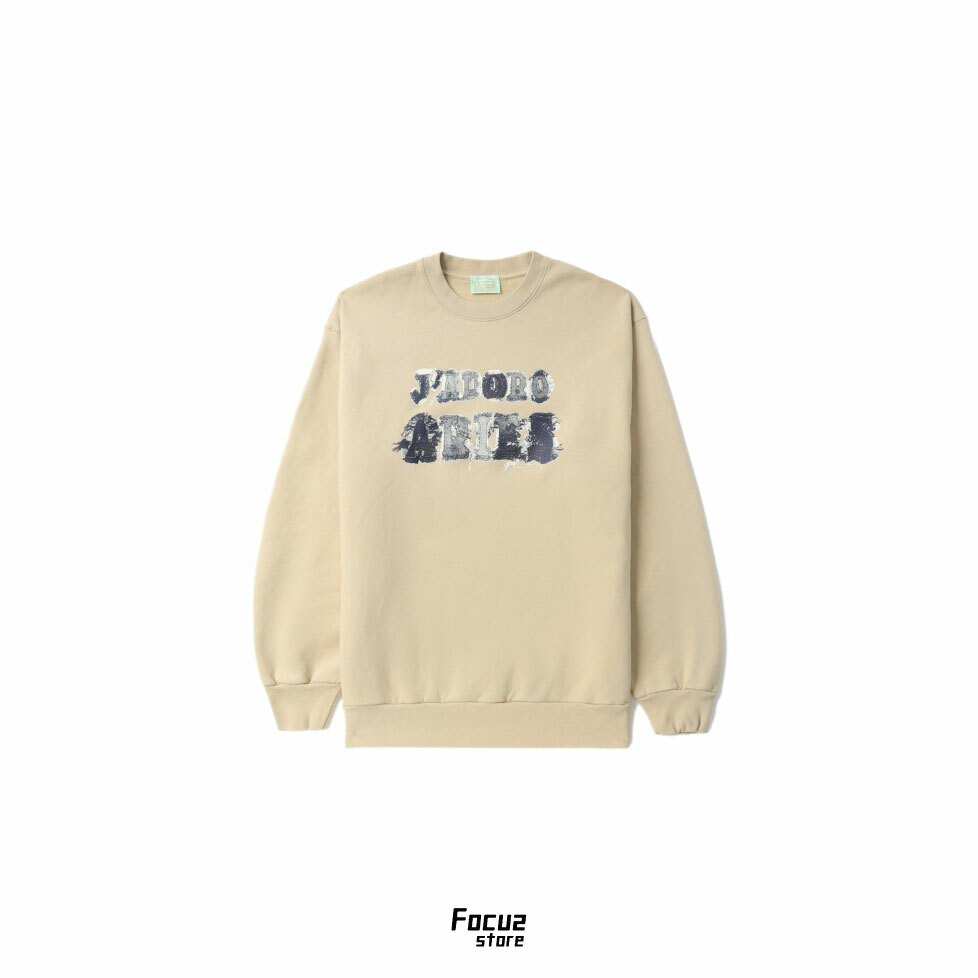 【Focus Store】預購 ARIES J'adoro patchwork logo sweatshirt "Beige" 卡其 衛衣