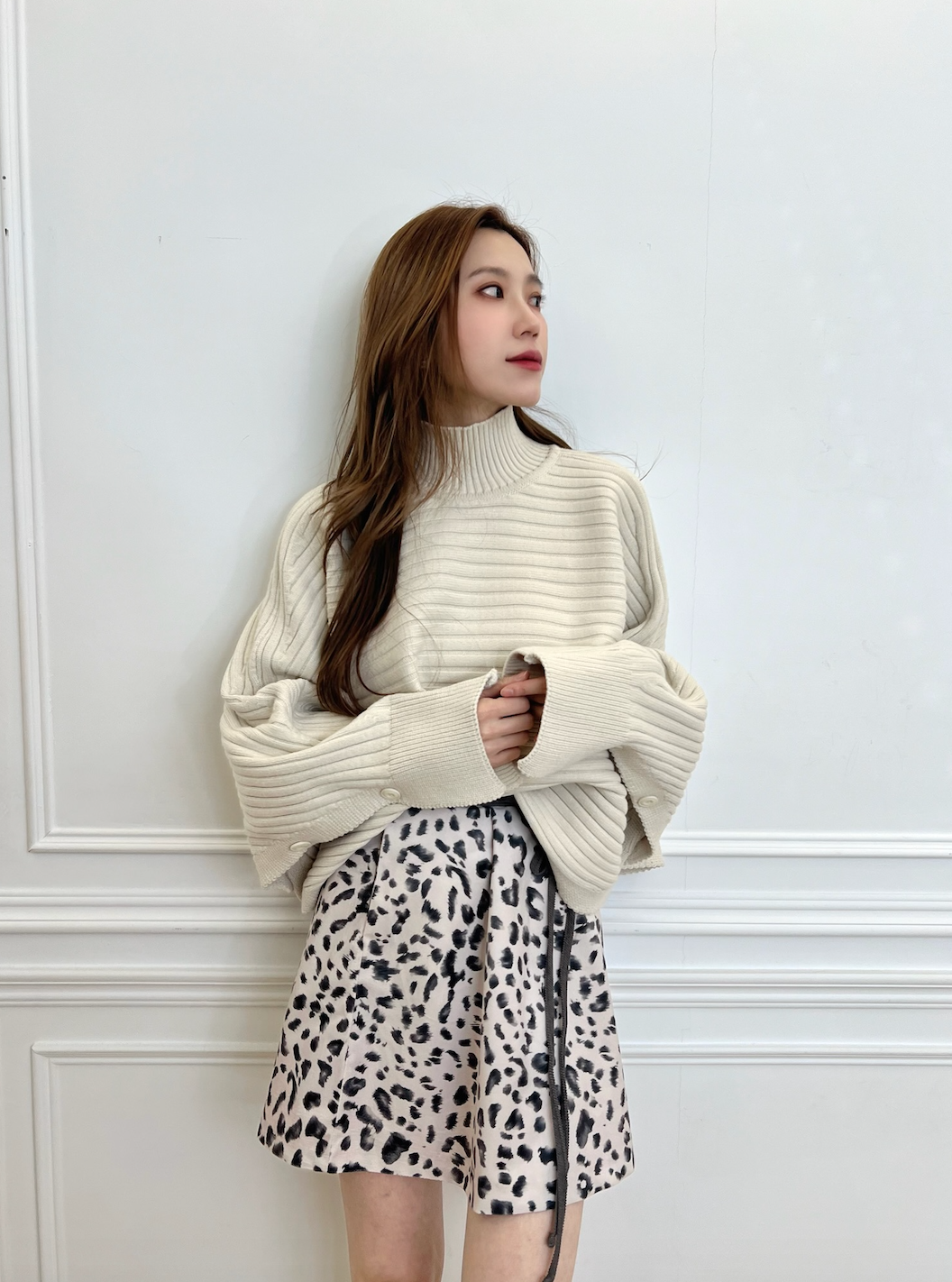 綁帶暈染印花短裙