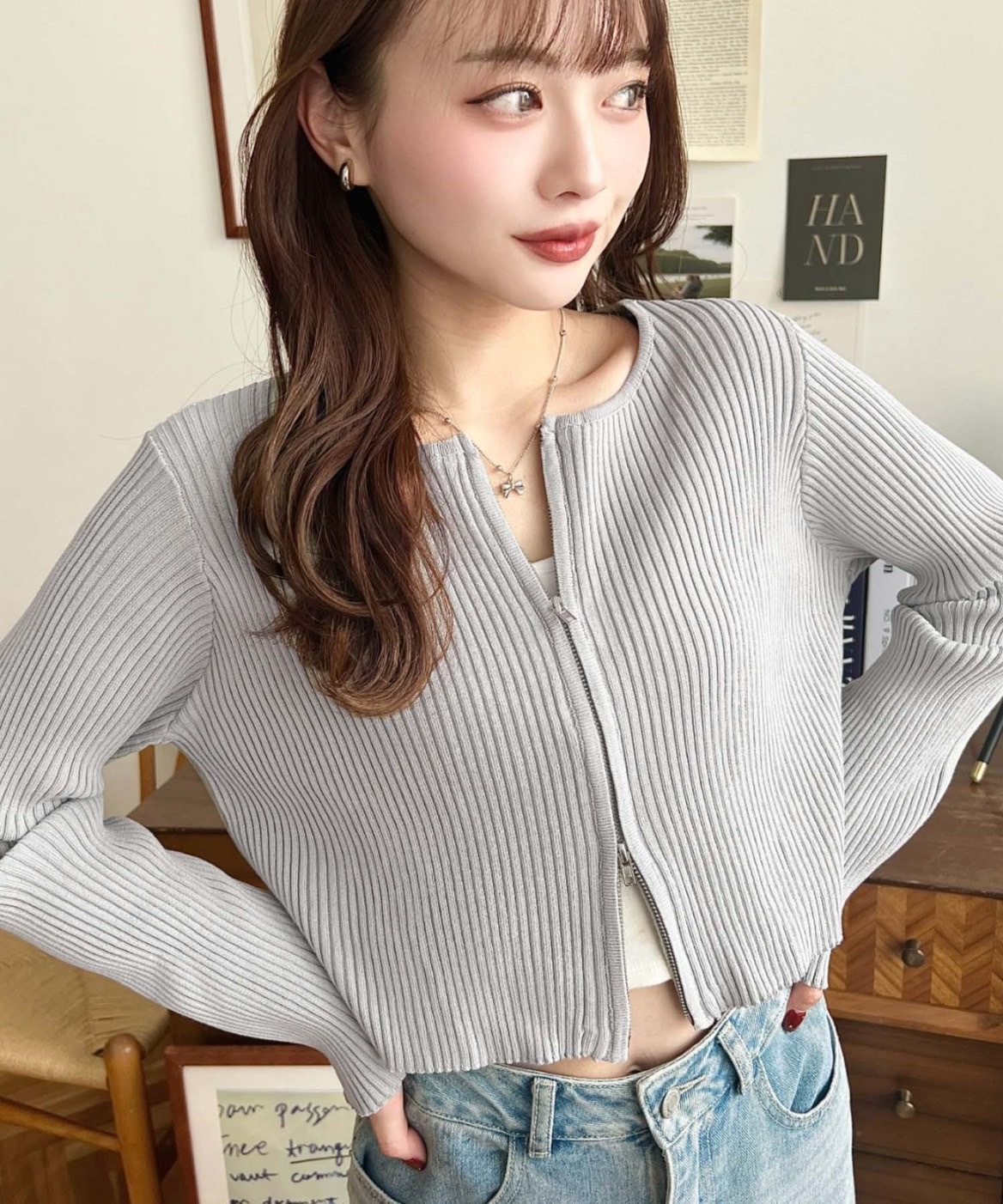 KTQ STORE ‧  moment+ 雙拉鍊羅紋針織開襟衫 5色