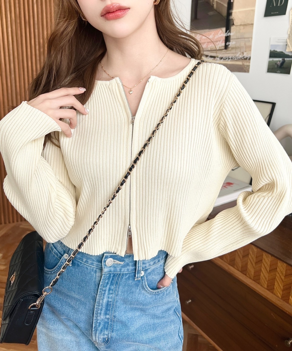 KTQ STORE ‧  moment+ 雙拉鍊羅紋針織開襟衫 5色