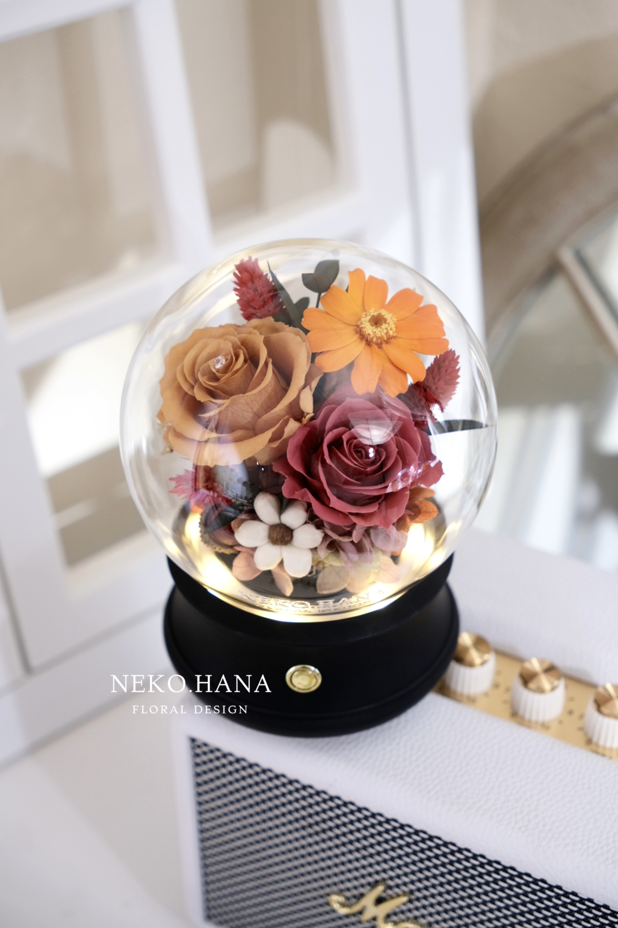 琥珀紅永生花藍芽音響