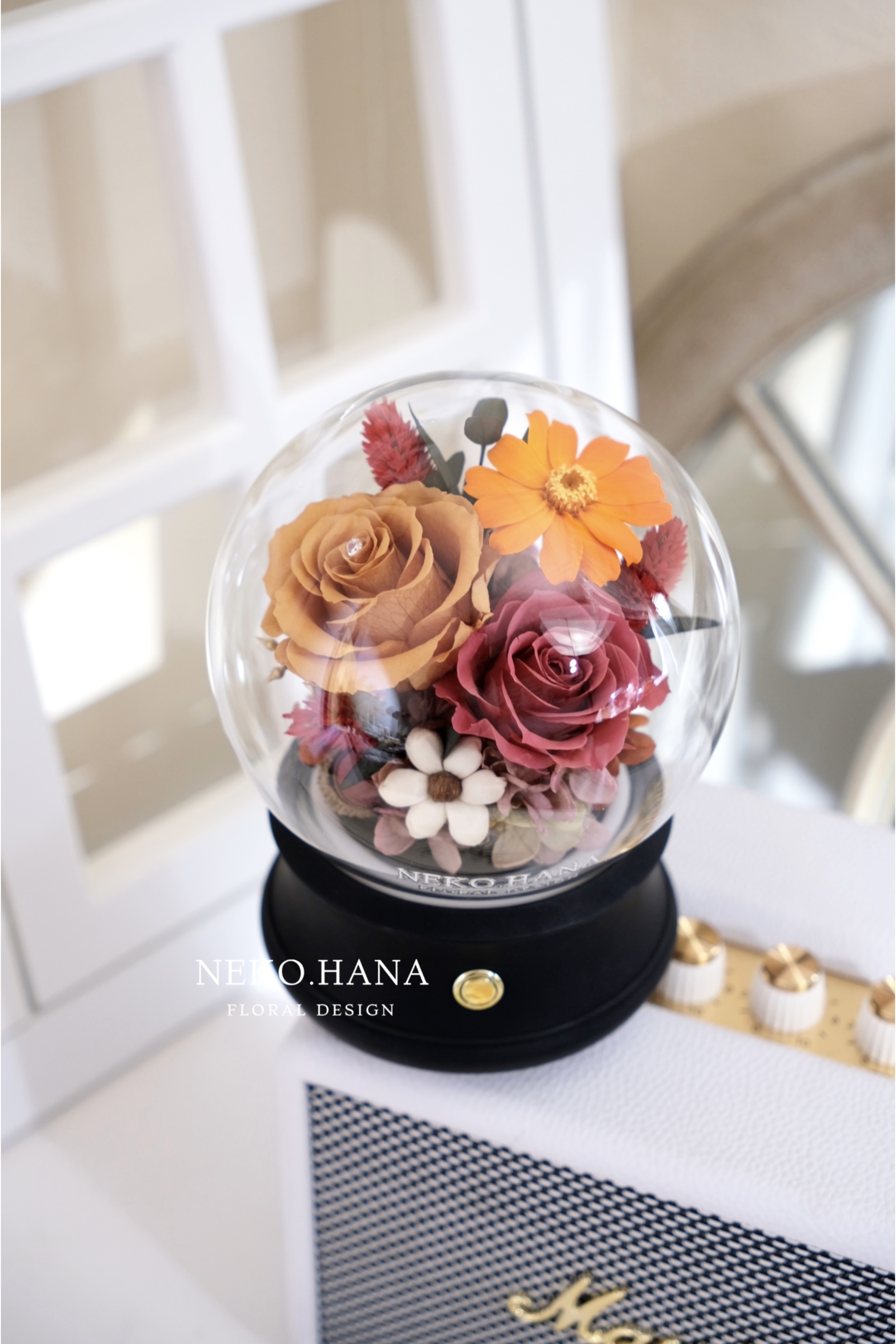 琥珀紅永生花藍芽音響