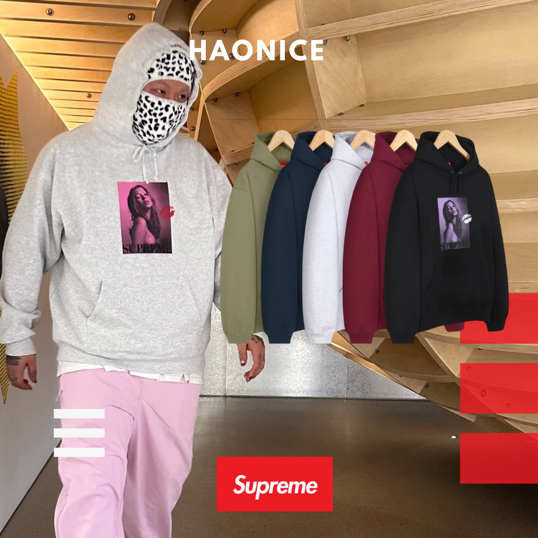 【HAO NICE】美式潮流  SUPREME 24FW秋冬新款 聯名款 KATE MOSS HOODED 凱特人物頭像 長袖 帽T