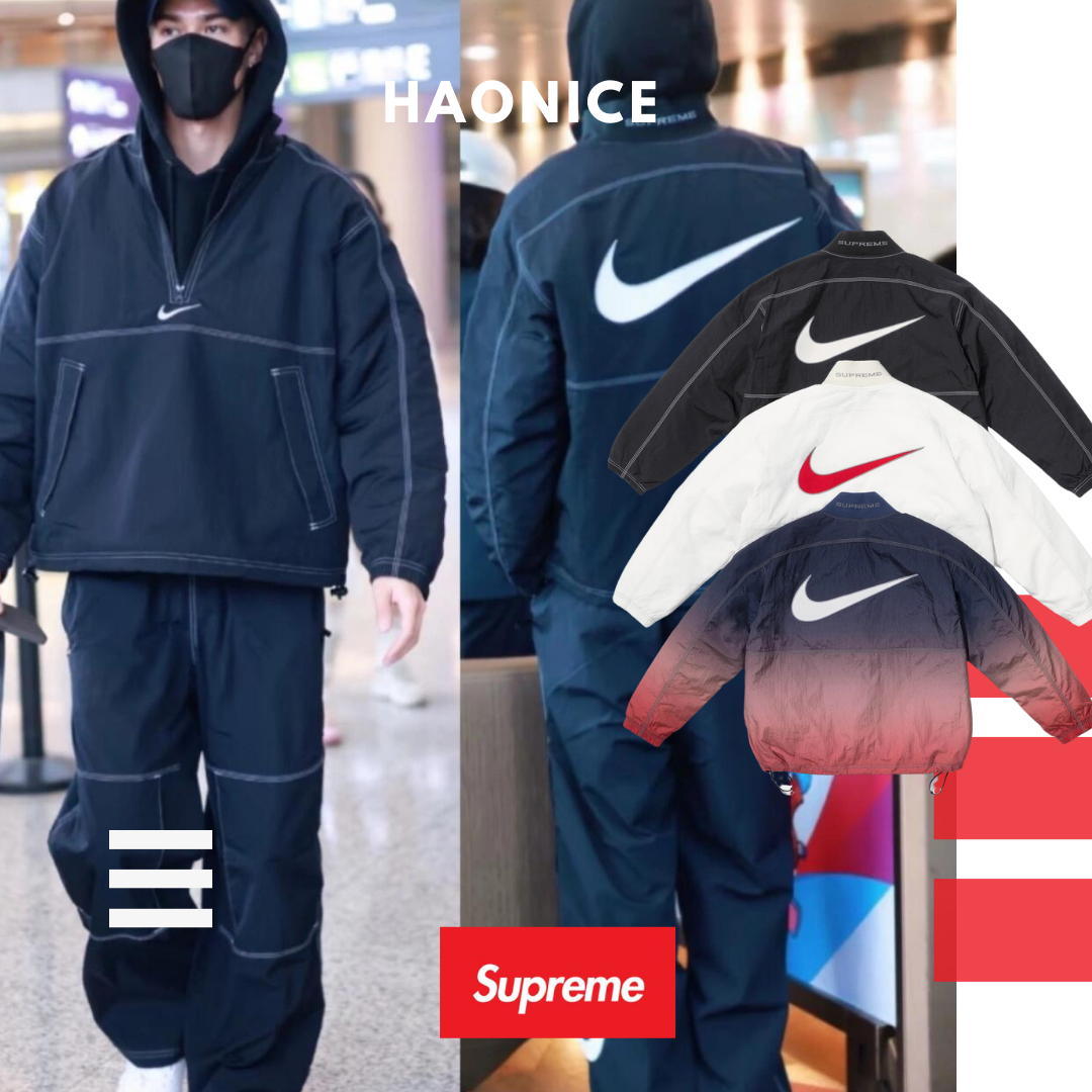 【NICE 歐美日韓代購】長袖 半拉鏈外套 Nike x Supreme 聯名款半拉鍊套頭夾克外套Ripstop Pullover