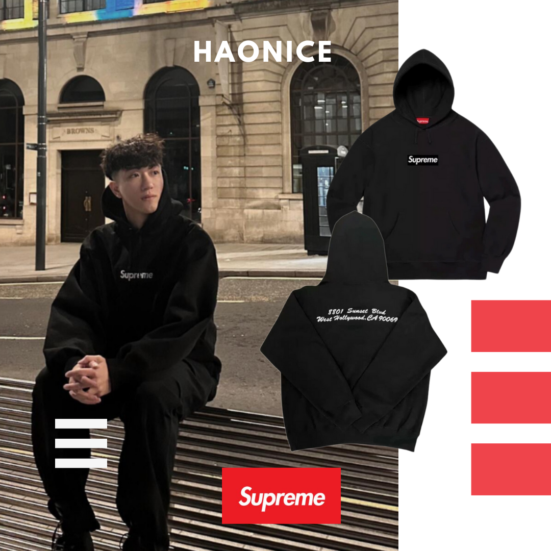 【NICE 歐美日韓代購】24SS SUPREME秋季新款🍁洛杉磯限定 經典方格logo長袖 帽T 厚磅 紀念