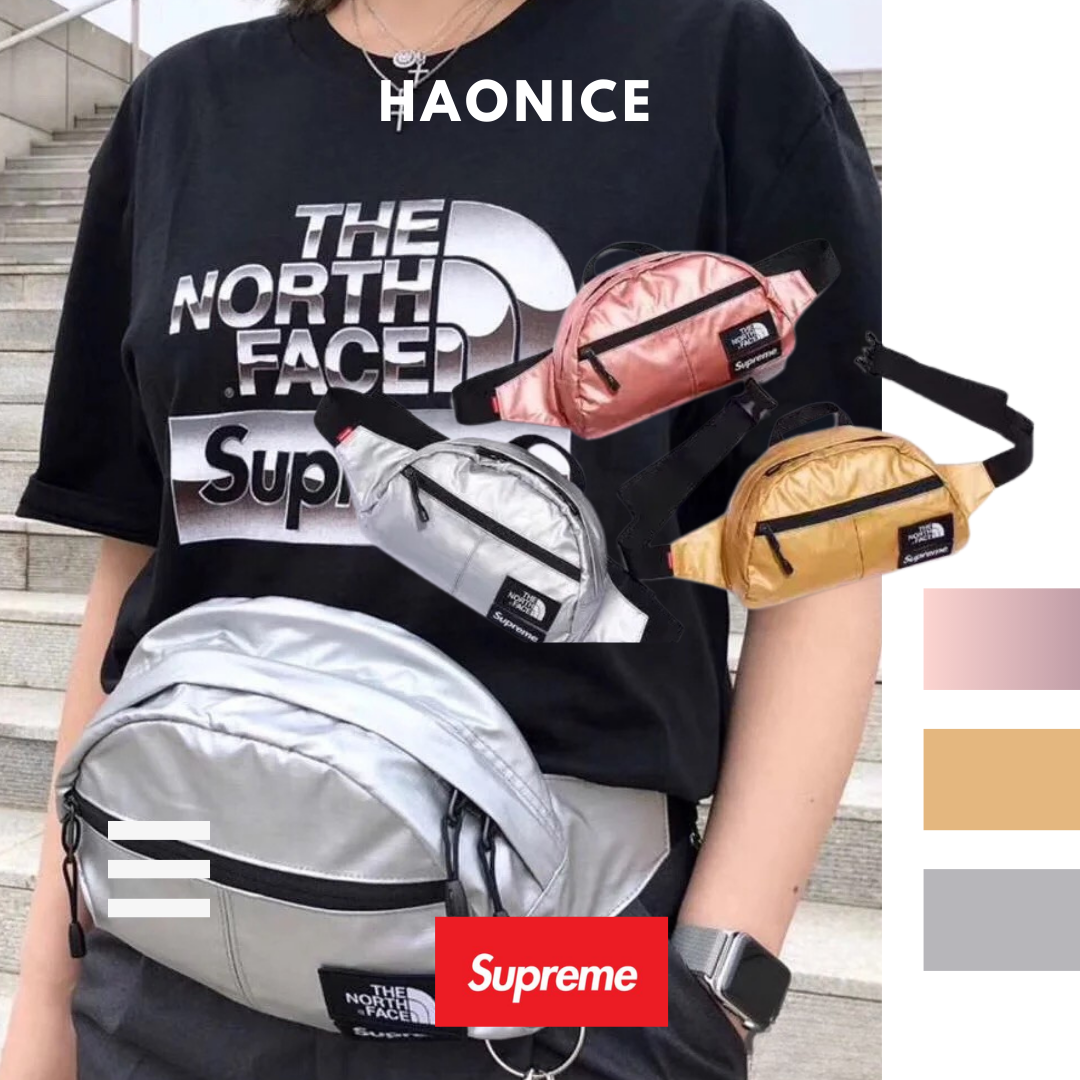 【NICE 歐美日韓代購】24SS SUPREME X THE NORTH FACE 潮流精品🔥聯名款金屬色時尚腰包 包包