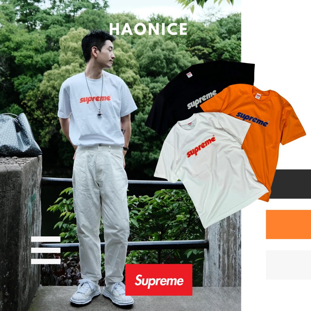 【NICE 歐美日韓代購】24SS夏季新品🔥美式潮牌🇺🇸 SUPREME 經典字母logo 撞色短袖 短T 素色