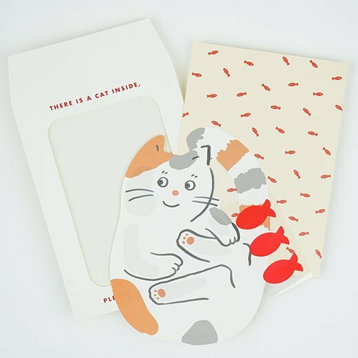 三花貓_裡面有一隻貓 信紙信封組｜日本Greeting Life