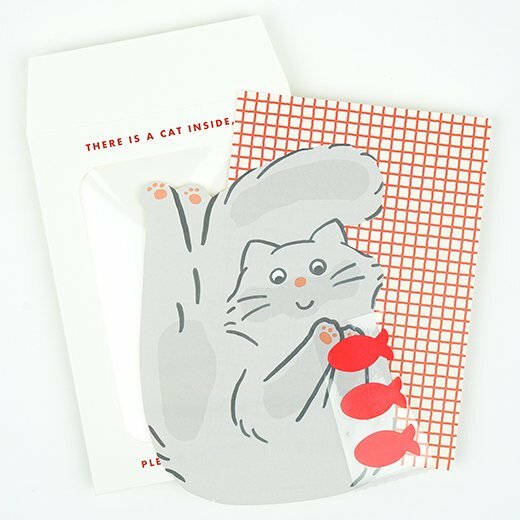灰貓_裡面有一隻貓 信紙信封組｜日本Greeting Life