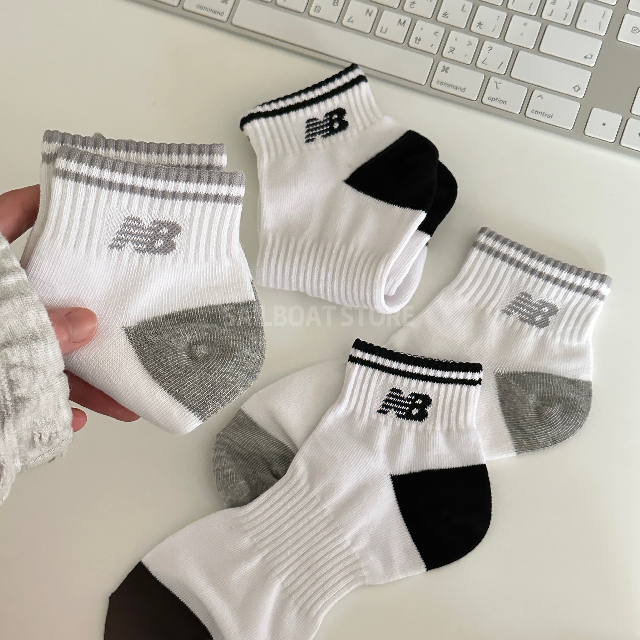 #現貨供應 NEW BALANCE 黑/灰 短襪 襪子