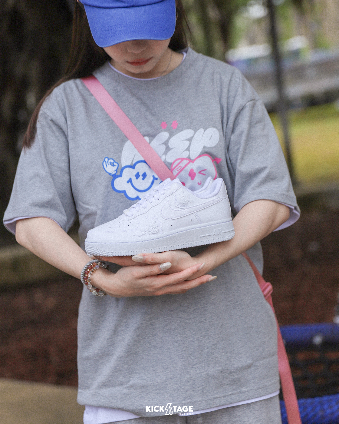 女鞋 NIKE AIR FORCE 1'07 'White Rose' 白玫瑰 浮雕玫瑰 皮革 休閒鞋【HF2016-100】25VD