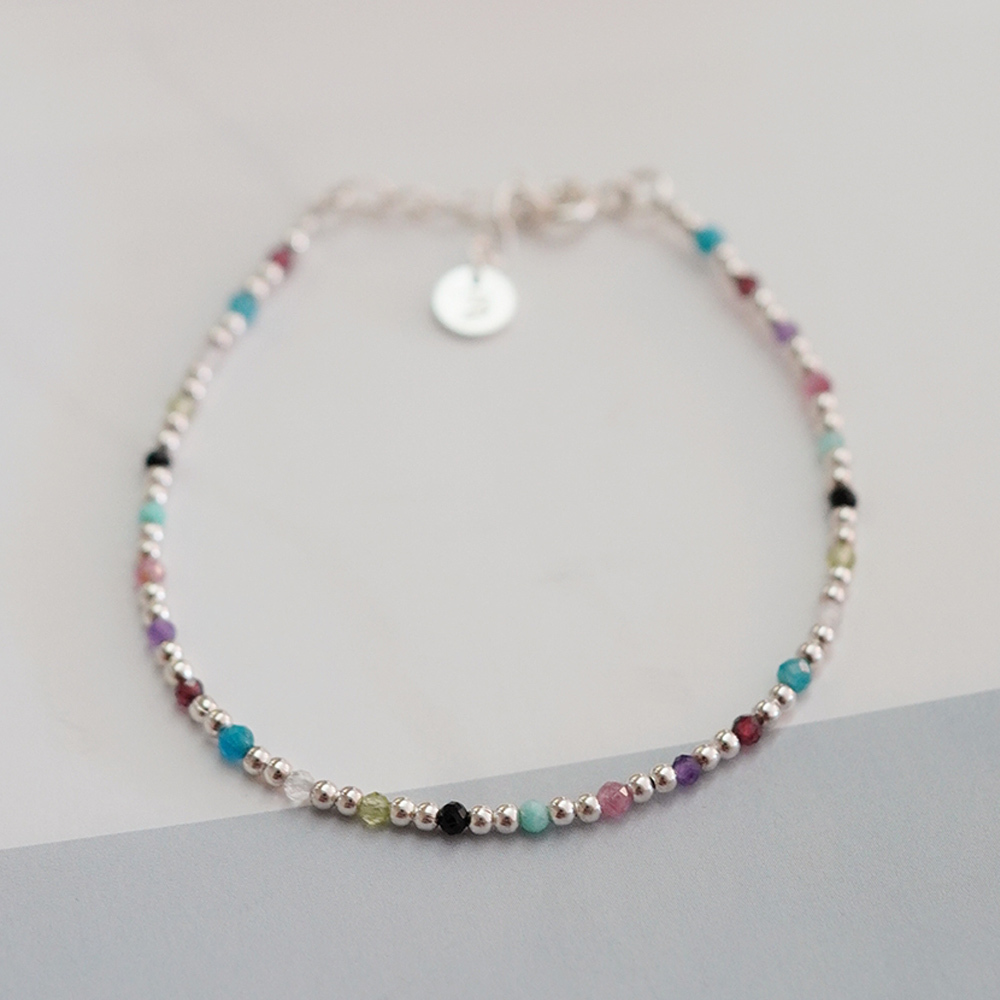 水晶糖果罐純銀手鍊/ SB078|彩色天然水晶 七脈輪 女生手鏈 情人節禮物 925純銀飾品 畢業禮物 七夕