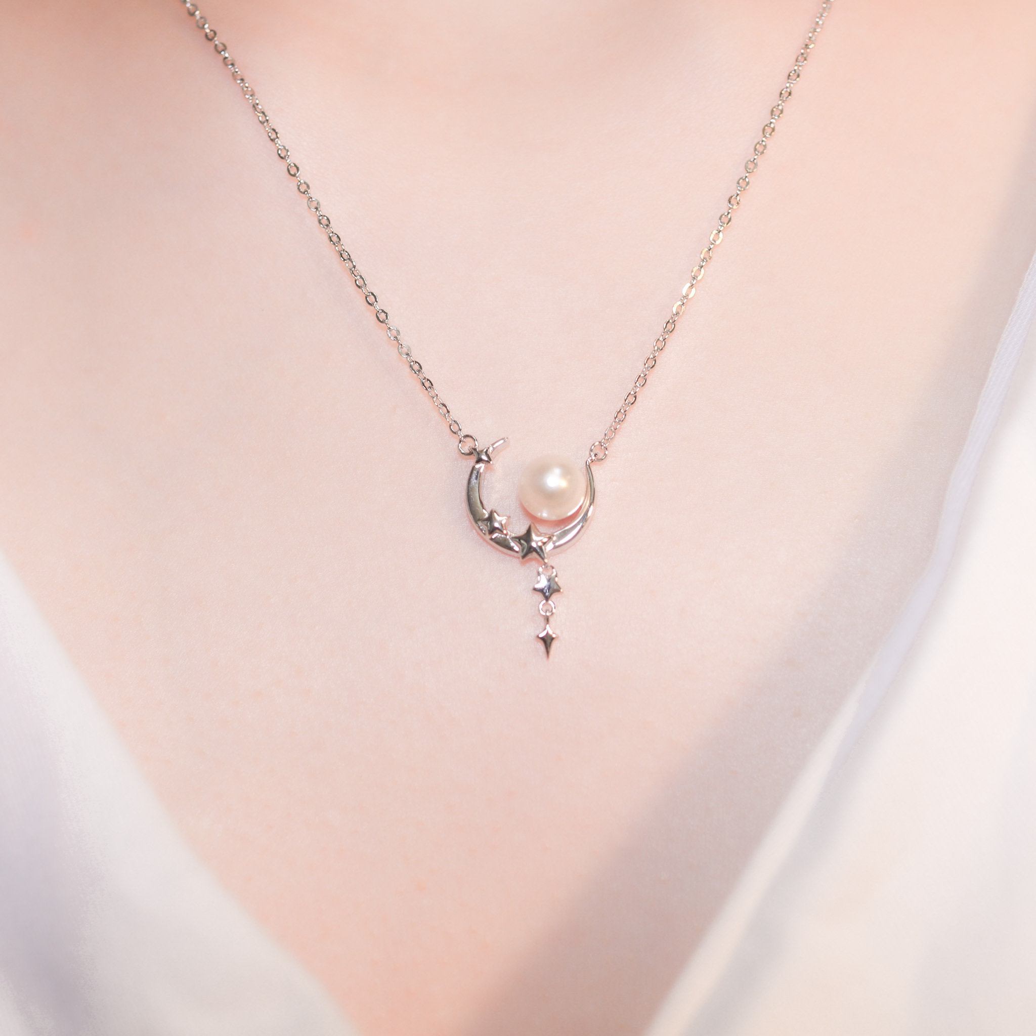 | 925純銀・厚鍍白金・珍珠 | 默默陪伴的珍貴項鍊 | NE1308 |