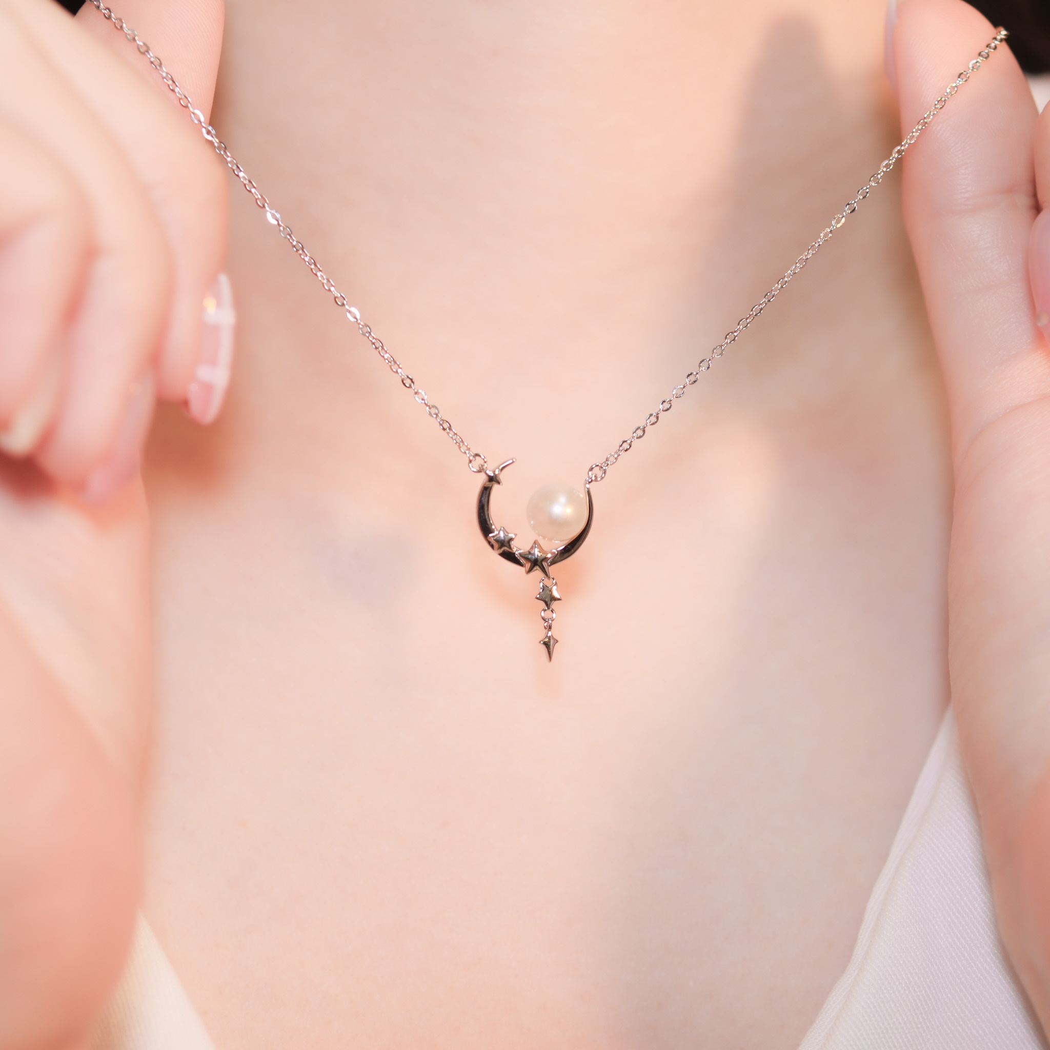 | 925純銀・厚鍍白金・珍珠 | 默默陪伴的珍貴項鍊 | NE1308 |