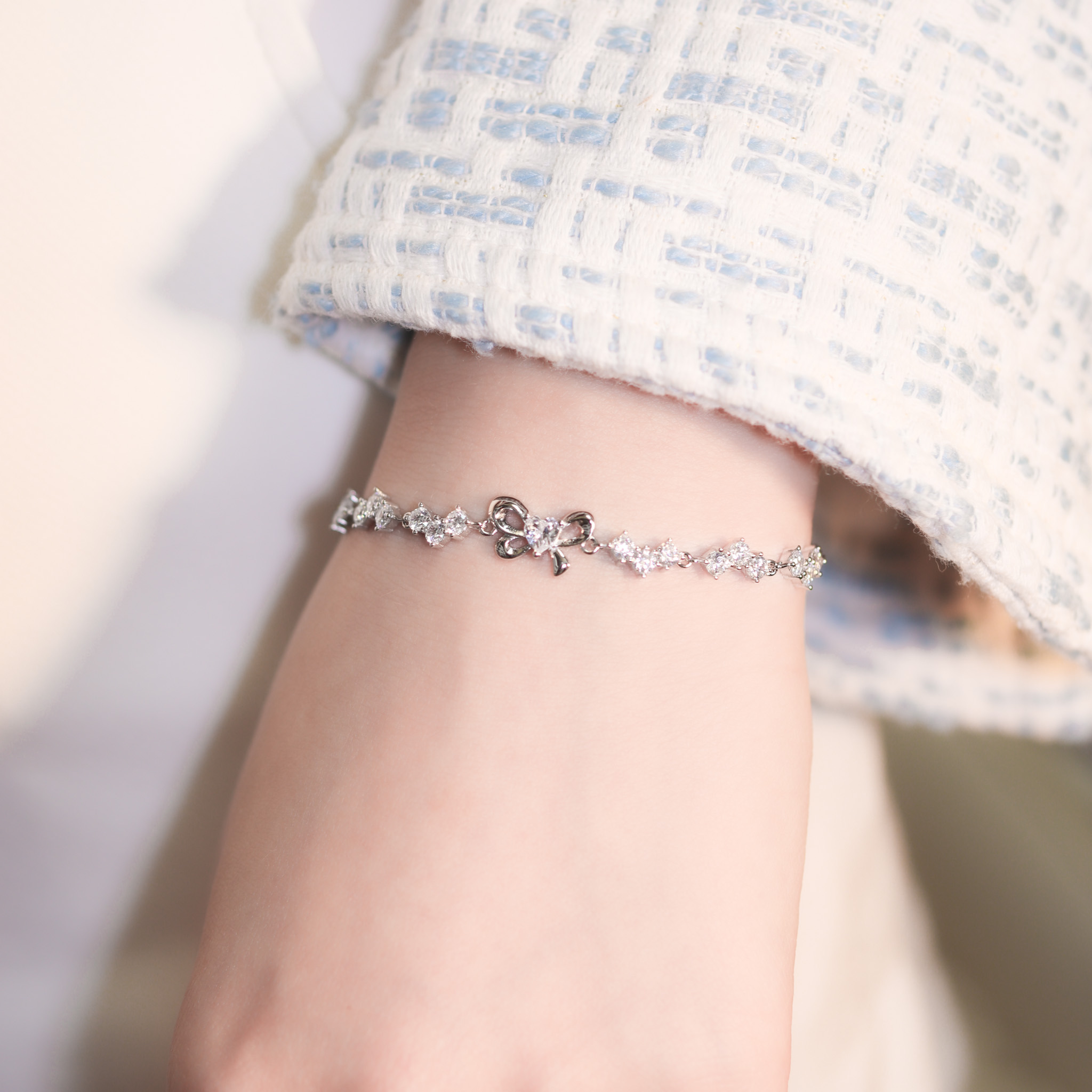 | 925純銀・厚鍍白金 | 愛意許願結手鏈 | BR1239 |