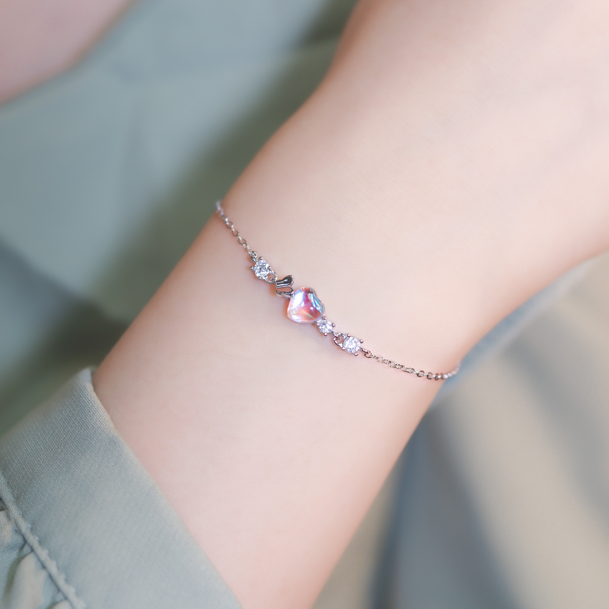 | 925純銀・白金・ 玫瑰金・琉璃 | 漫藍蝶願愛意手鏈 (銀/玫瑰金) | BR1250 |