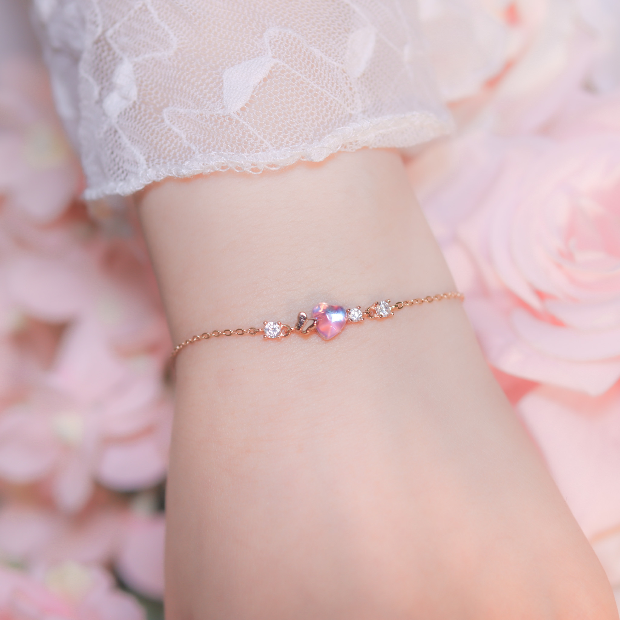 | 925純銀・白金・ 玫瑰金・琉璃 | 漫藍蝶願愛意手鏈 (銀/玫瑰金) | BR1250 |