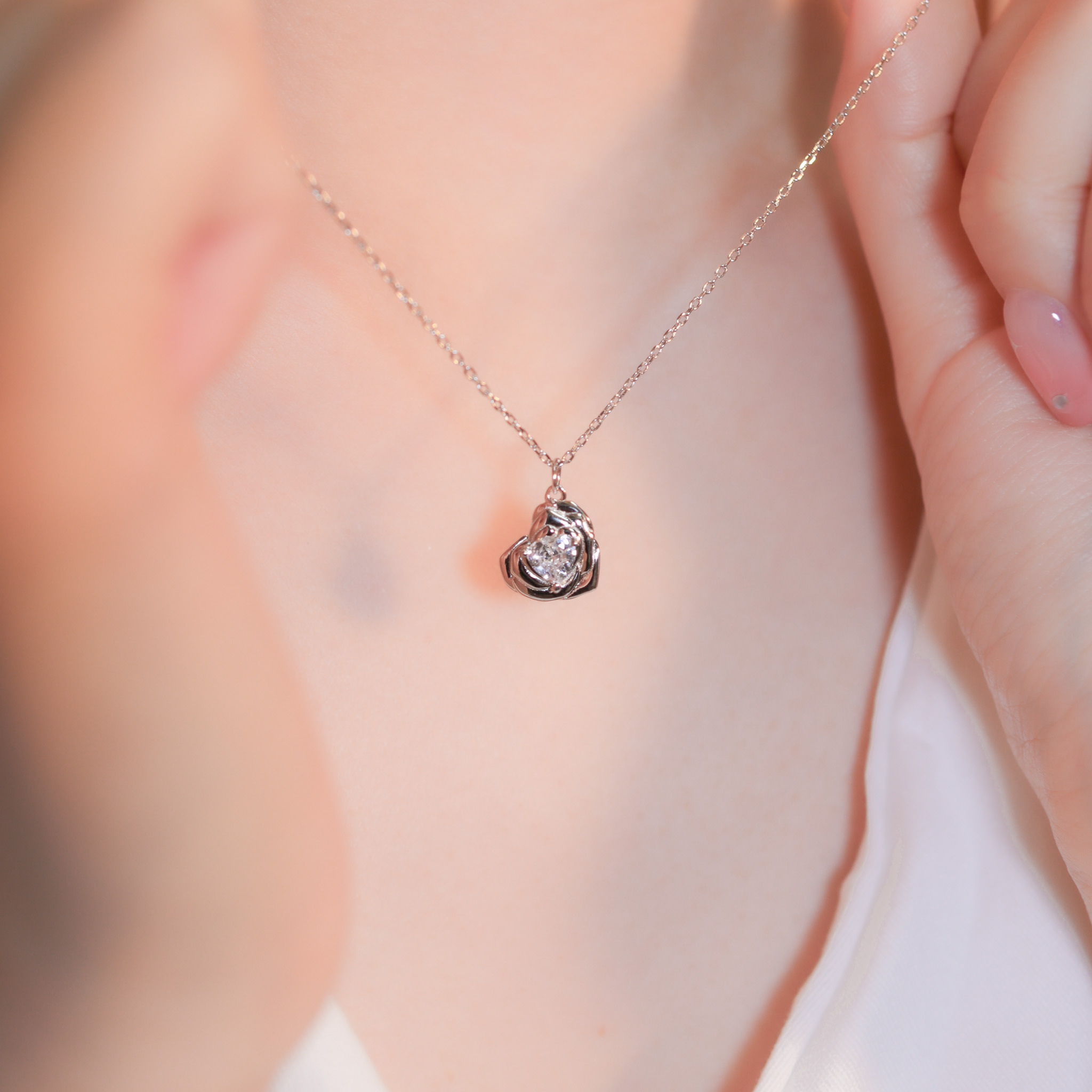 | 925純銀・白金 | 漫玫瑰心事項鍊 | NE1317 |