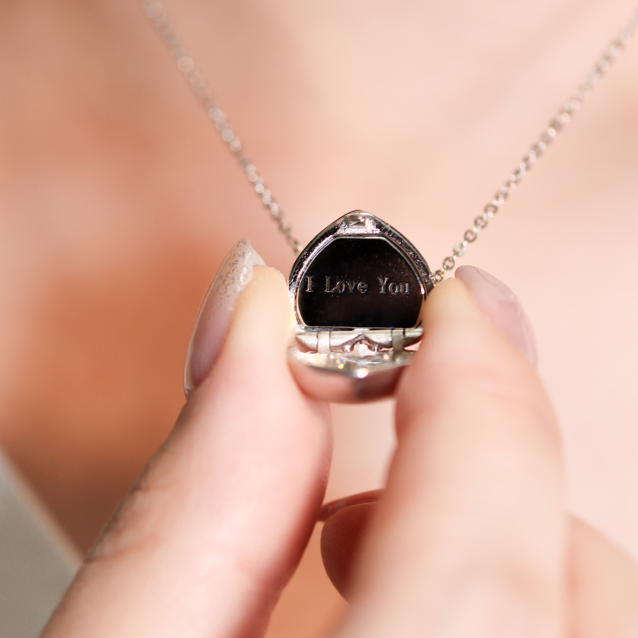 | 925純銀・白金 | 愛意收藏匣項鍊（可刻字） | NE1316 |