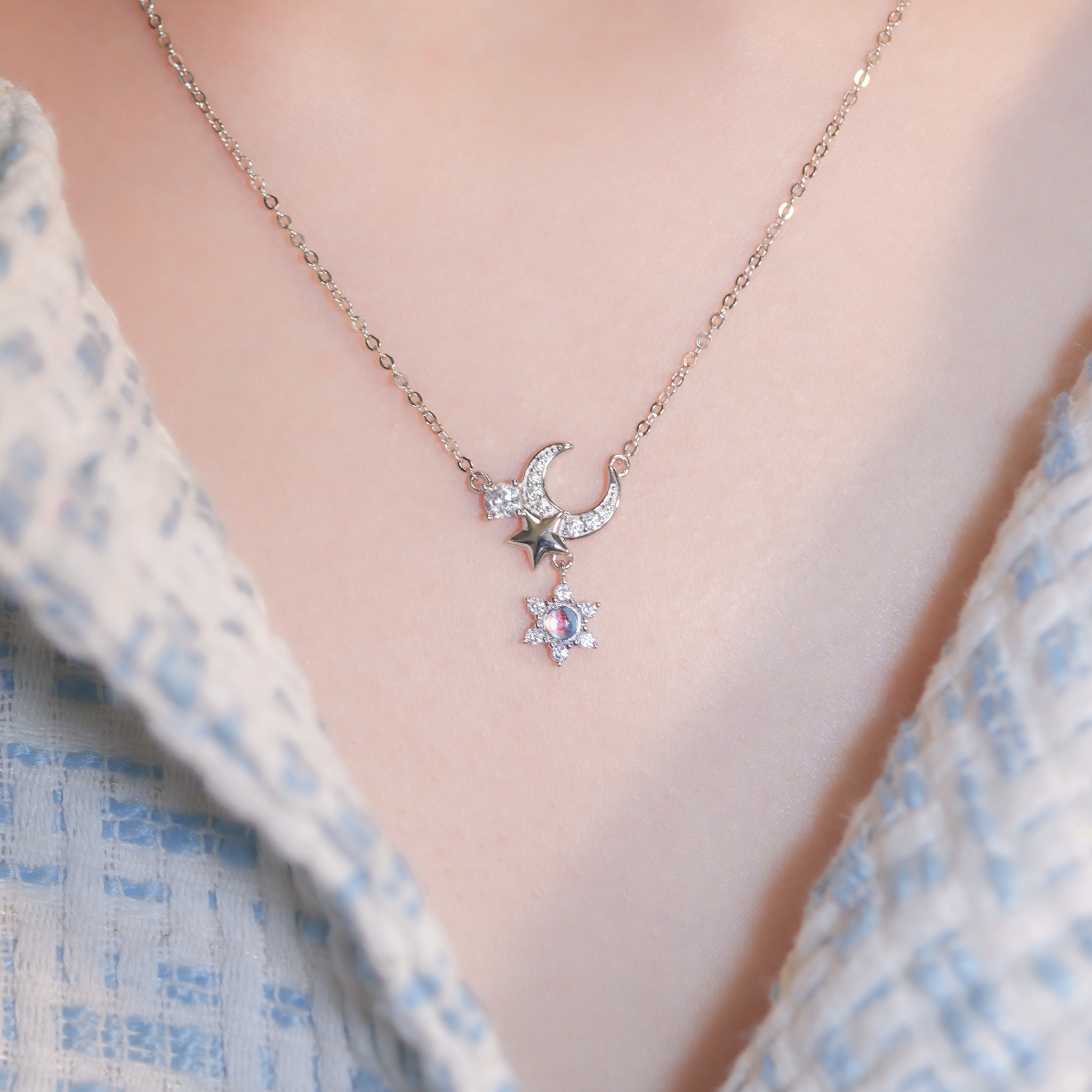 | 925純銀・厚鍍白金・ 厚鍍玫瑰金・琉璃 | 朝暮陪伴你項鍊 (銀/玫瑰金) | NE1329 |