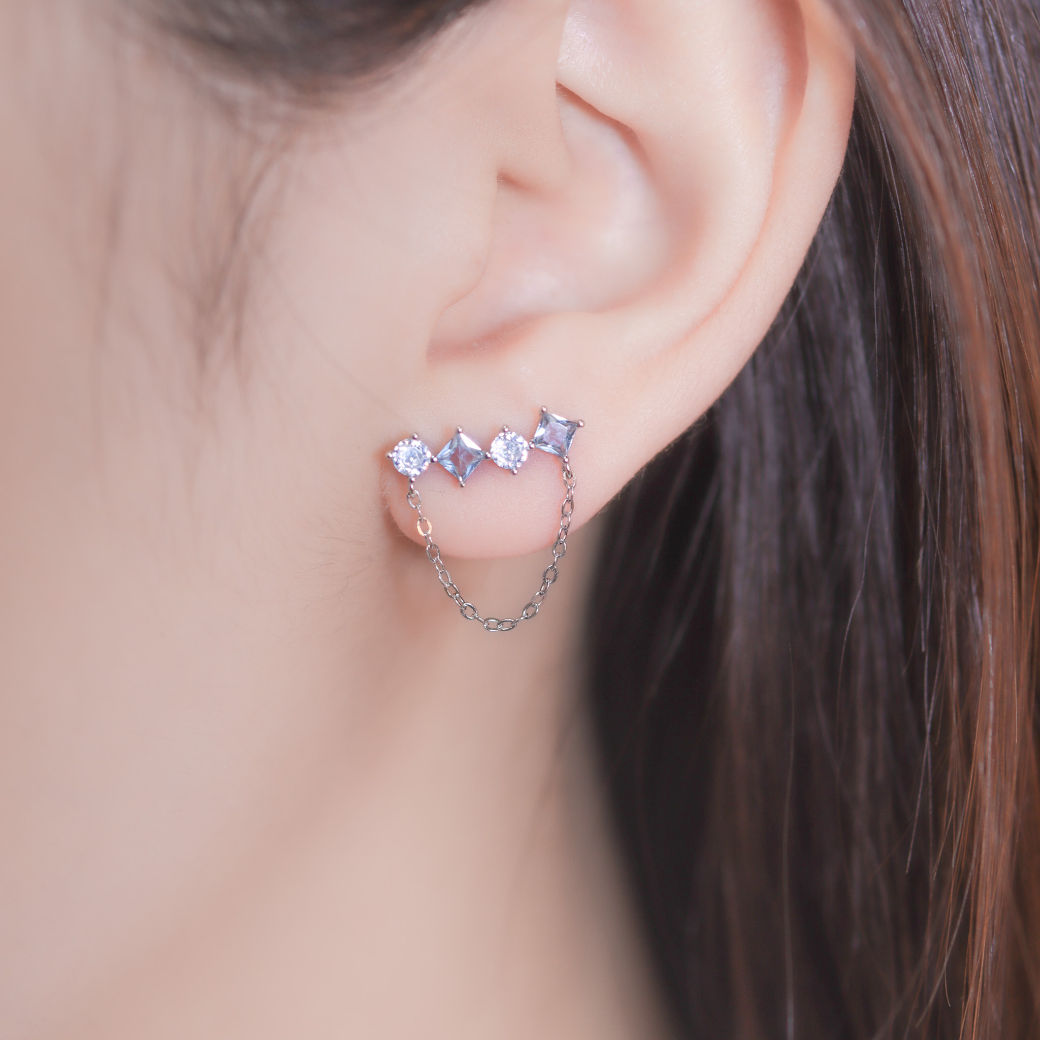 | 925純銀・白金 | 漫藍甜味站耳環 | EA0927 |