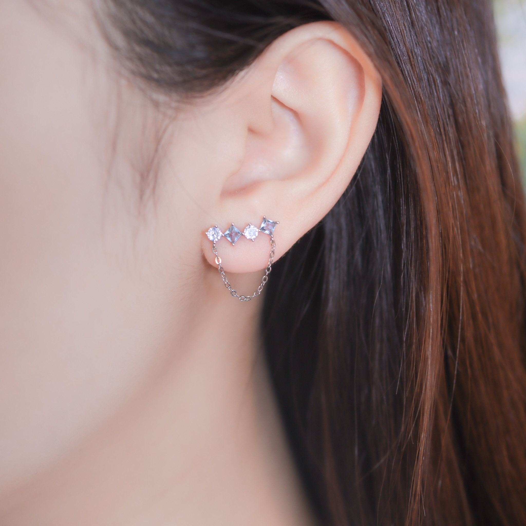 | 925純銀・白金 | 漫藍甜味站耳環 | EA0927 |