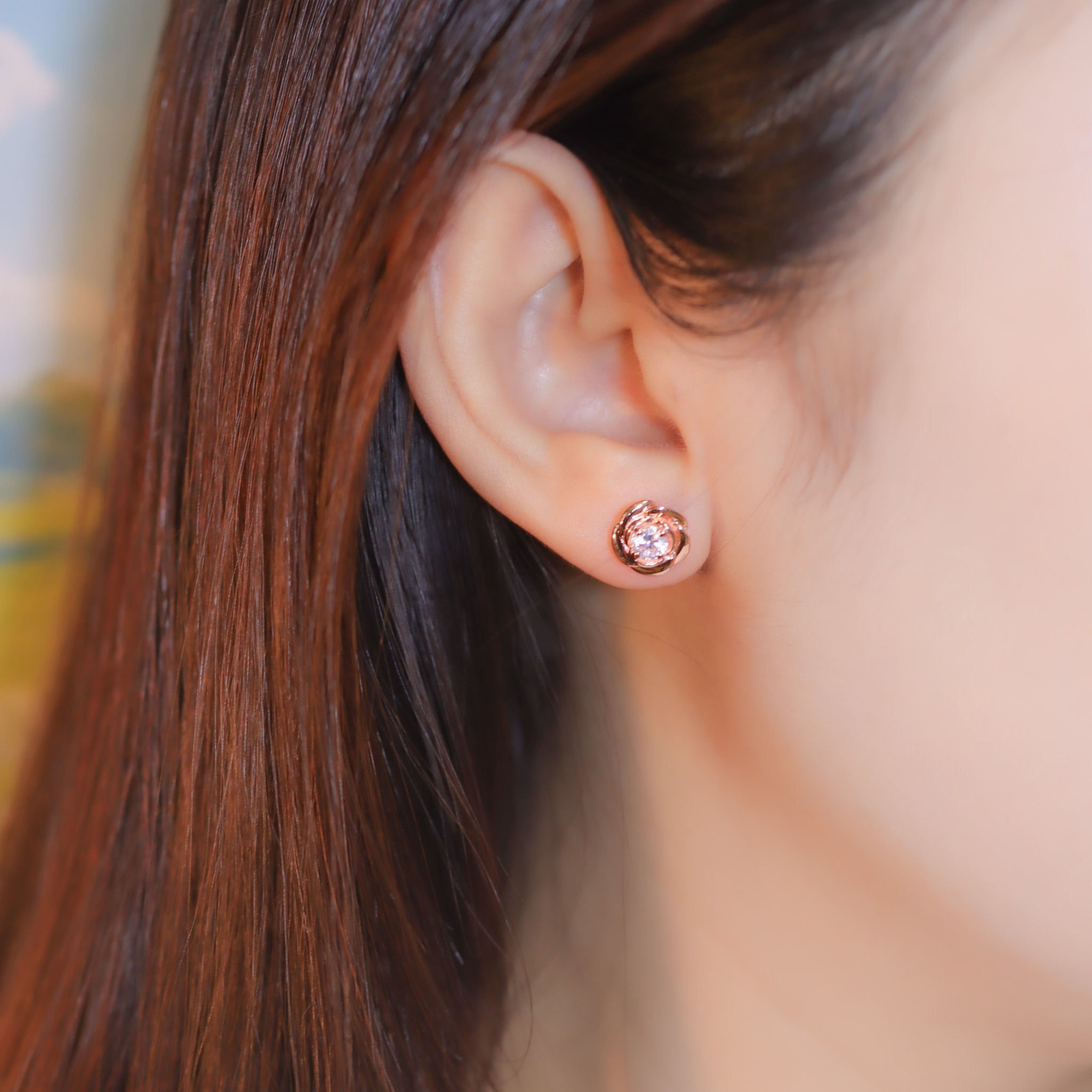 | 925純銀・厚鍍白金・ 厚鍍玫瑰金 | 玫瑰花義耳環 (銀/玫瑰金) | EA0933 |