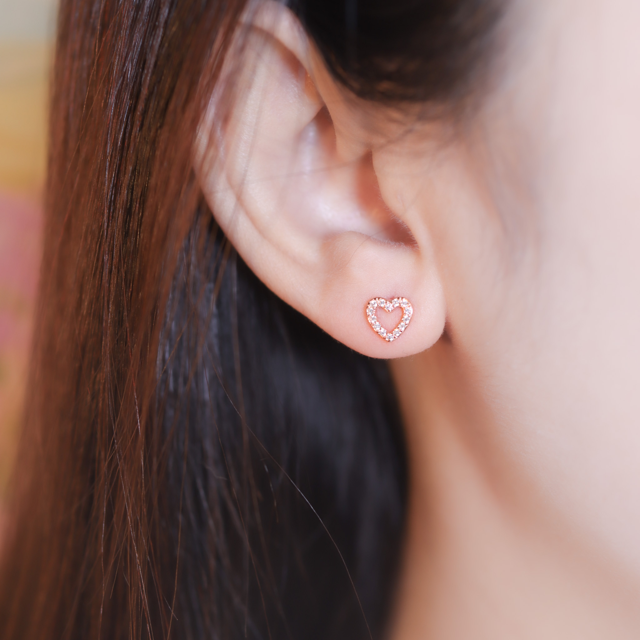 | 925純銀・白金・玫瑰金 | 簡愛意耳環 (銀/玫瑰金) | EA0912 |