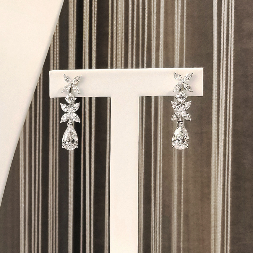 18K白金 實驗室培育鑽石婚禮宴會耳環