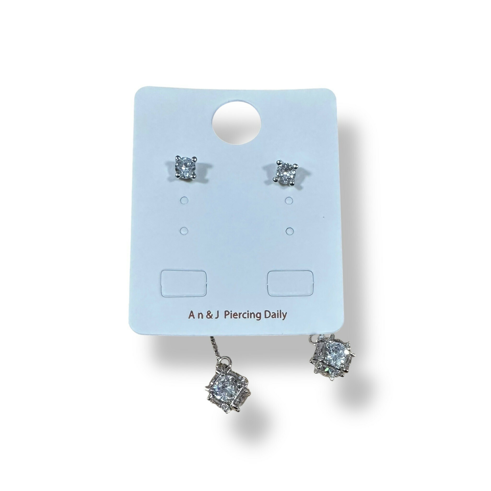 針式-白鋯後扣垂吊繡球(銀針)