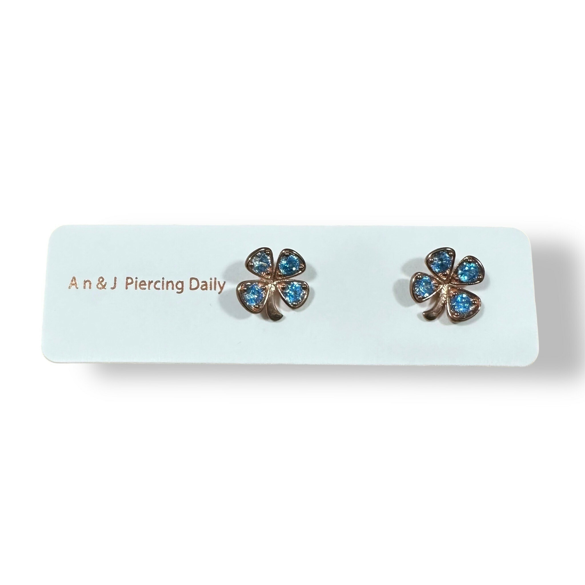 針式-藍鋯四葉草(銀針)