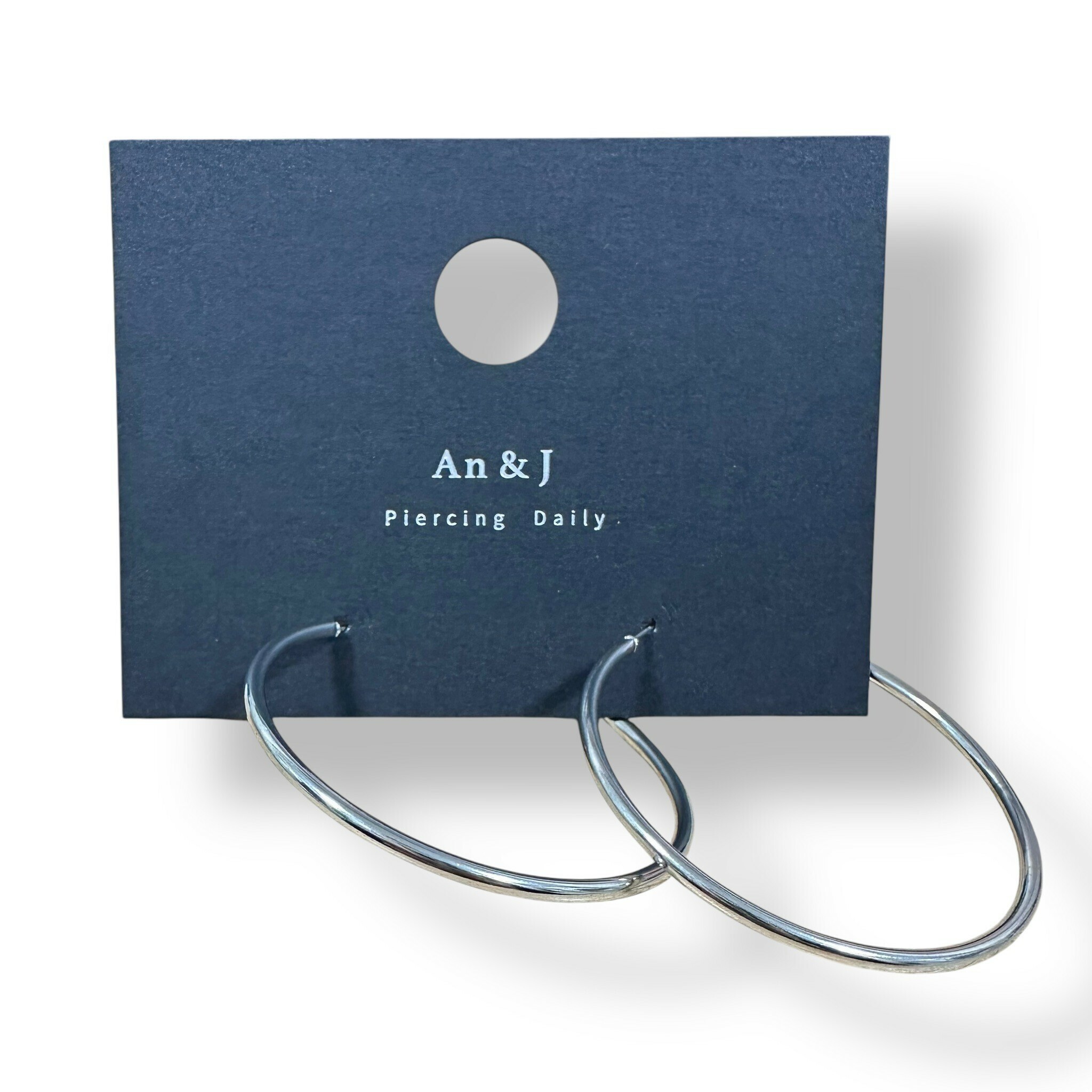 彈扣式-素圈 銀 4CM(鋼針)