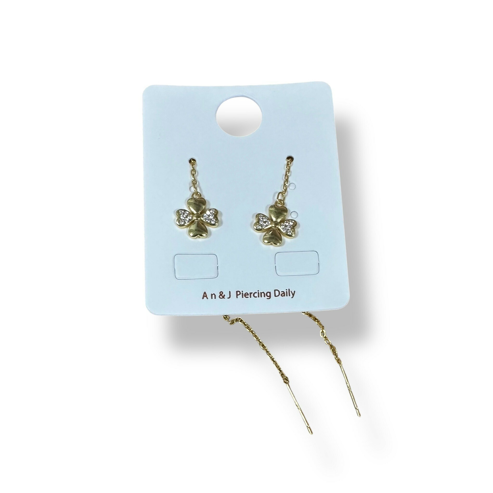 鏈條式-兩葉滿鋯四葉草 金(銀針)