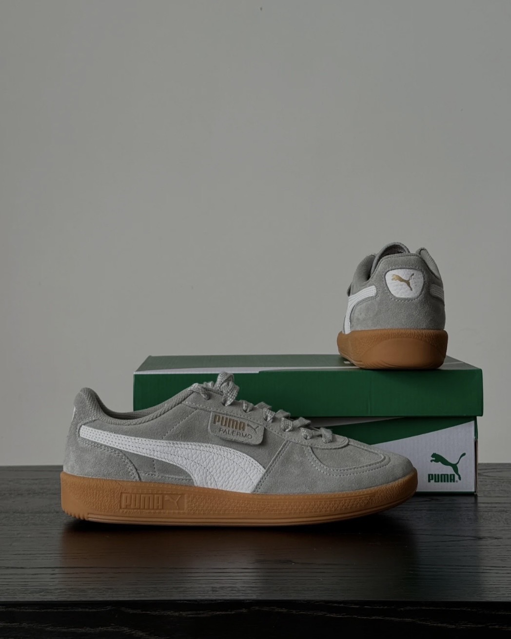 <格雷系穿搭必備>Puma Palermo 麂皮 復古 焦糖底 金標 雲霧灰