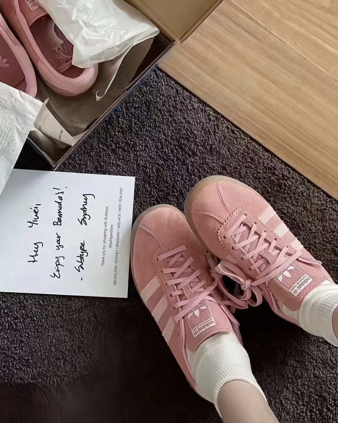 <超扯下殺❤>Adidas Originals Bermuda 復古底 麂皮 寶寶粉