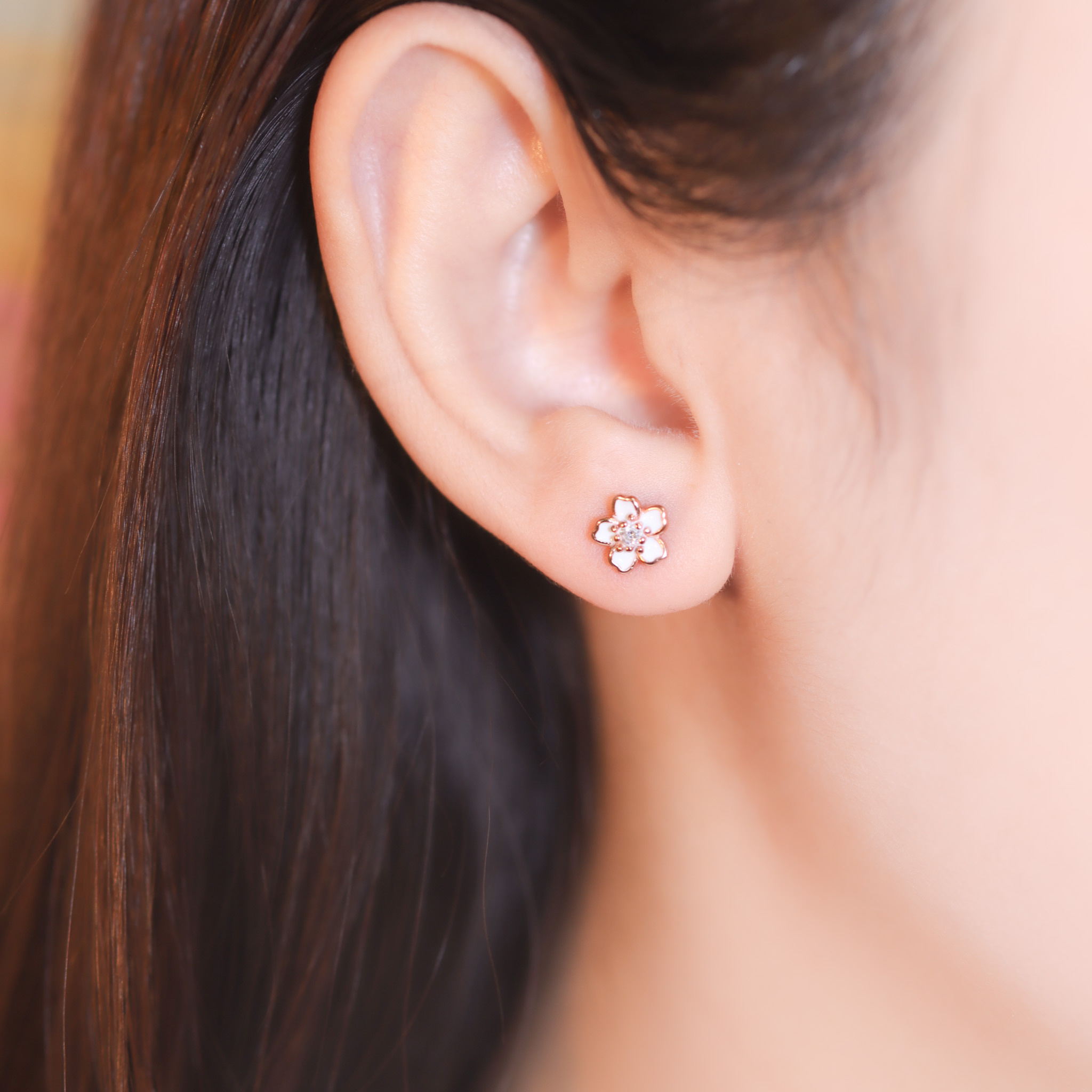 | 925純銀・白金・玫瑰金 | 小漫櫻耳環 (銀/玫瑰金) | EA0915 |