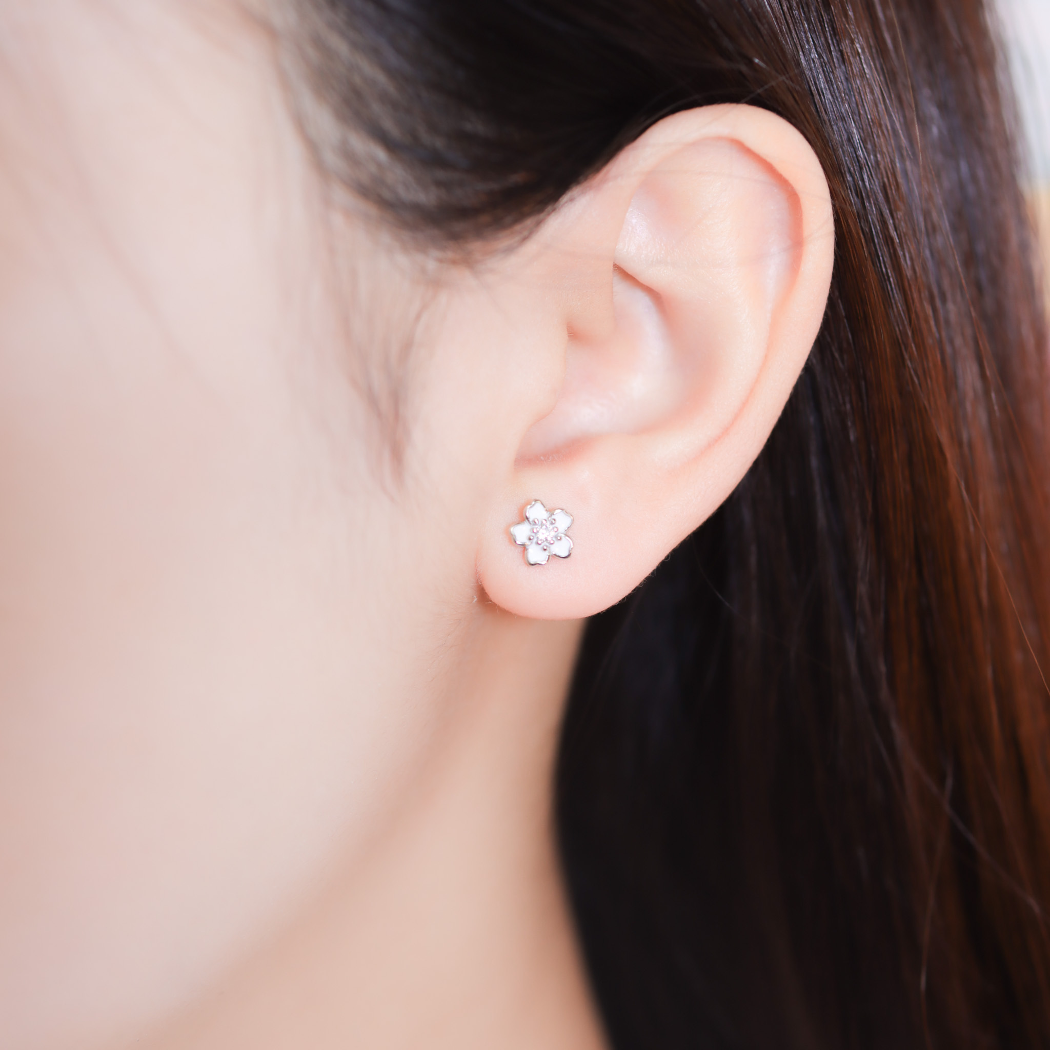 | 925純銀・白金・玫瑰金 | 小漫櫻耳環 (銀/玫瑰金) | EA0915 |