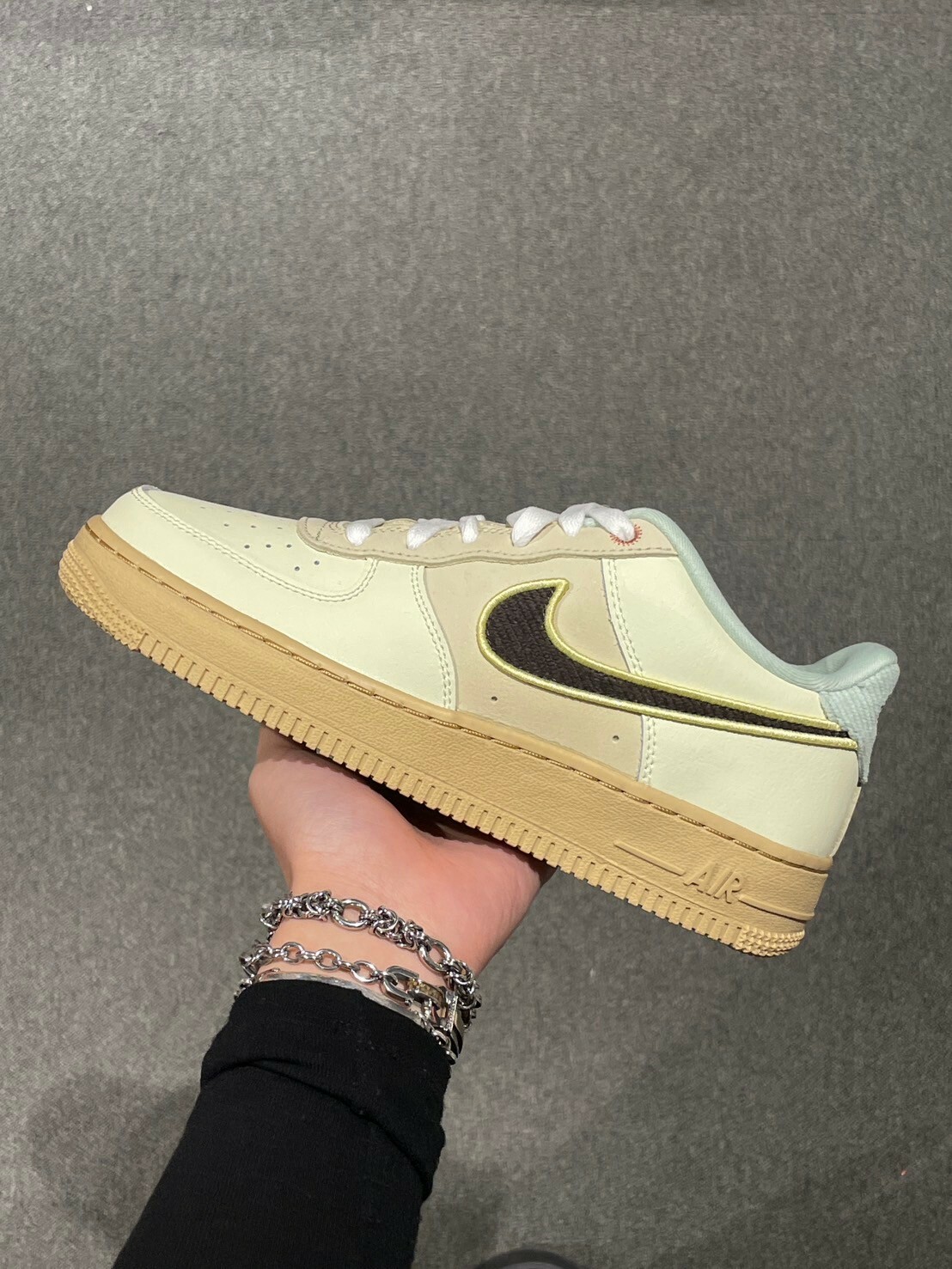 NIKE AIR FORCE 1 GS AF1 香草薄荷 焦糖底 大童鞋 ( HQ3473-122 )