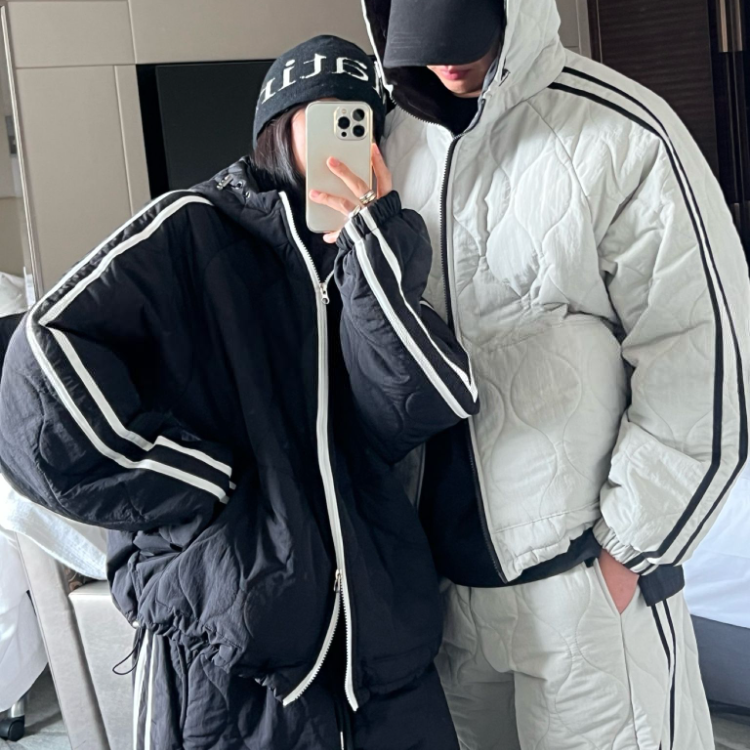 雙線絎縫連帽外套 (二色)